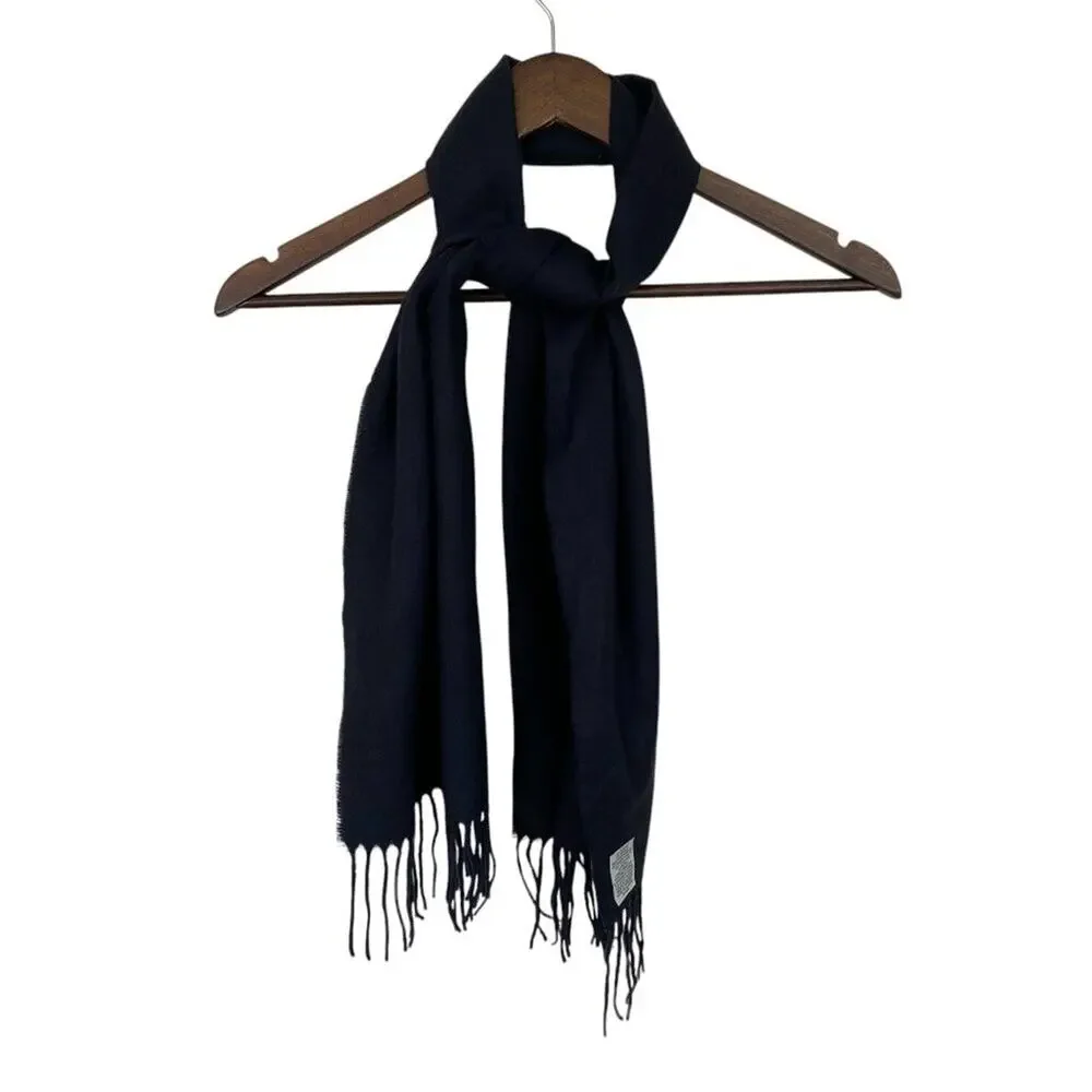 Cashmink V. Fraas Navy Blue Fringe Scarf